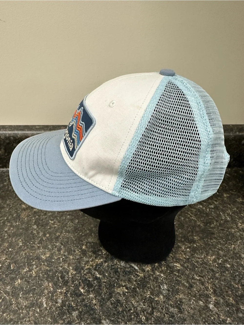 Patagonia Kids Trucker Hat with Blue & White Panels